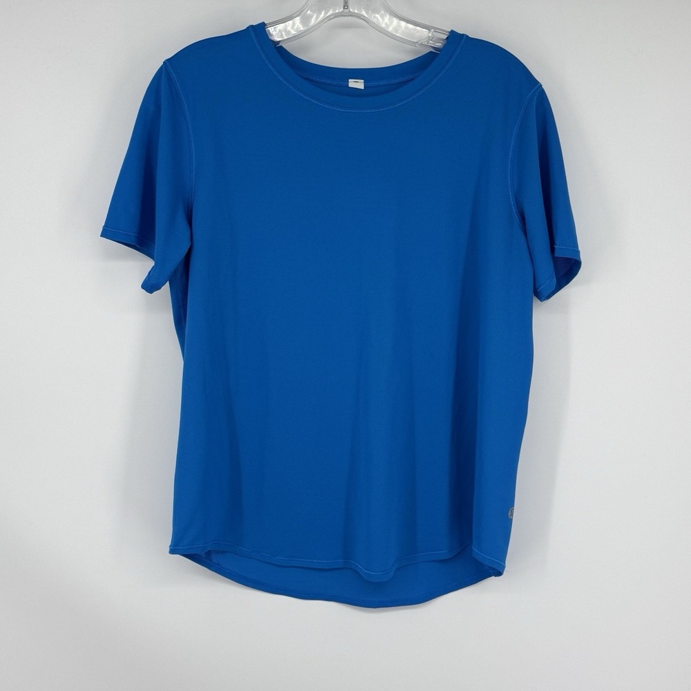 Lululemon Women's High Neck Run Train Tee Blue Size 6 Swiftly Workout Active Top